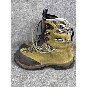 Scarpa Cerro Torre Boots Mens Size 10 Yellow Suede Hiking Snow Winter Vibram